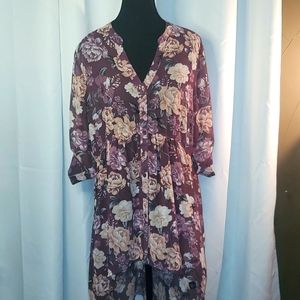 TORRID sheer floral high low blouse